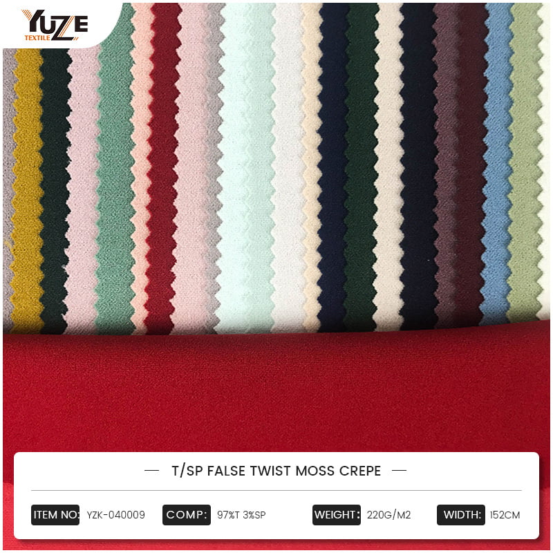 YZK-040009 T/SP False Twist Moss Crepe: Hvordan imødekommer en ny stofløsning de dobbelte behov for mode og funktion?